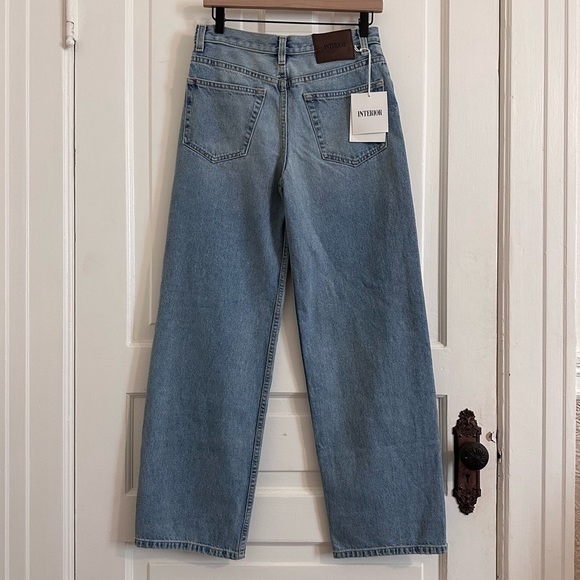 INTERIOR NYC The Remy High Rise Straight Wide Leg Jeans Light Wash Blue Size 25 - Picture 4 of 11